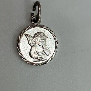 Vintage Silver Angel Baby Cherub Coin Charm Bracelet